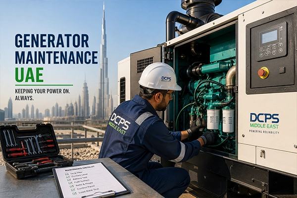 Certified technician performing generator maintenance UAE businesses trust in Dubai