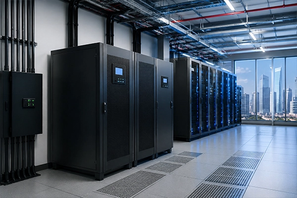 INVT UPS supplier UAE installing a rack-mounted UPS system in a Dubai data room