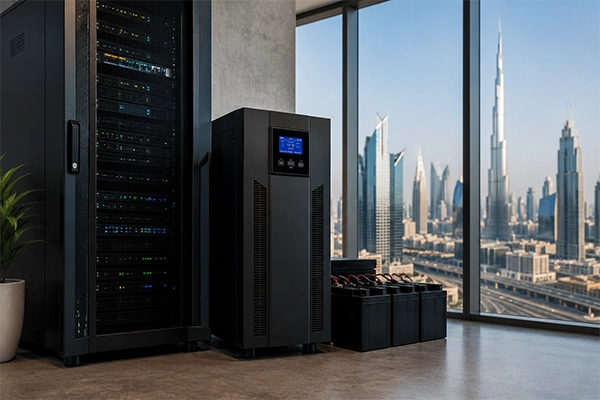 UPS system installation for a business office in Dubai, UAE providing uninterruptible power supply protection