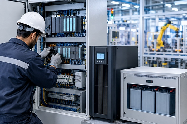 UPS for PLC systems UAE protecting an industrial control panel in Dubai
